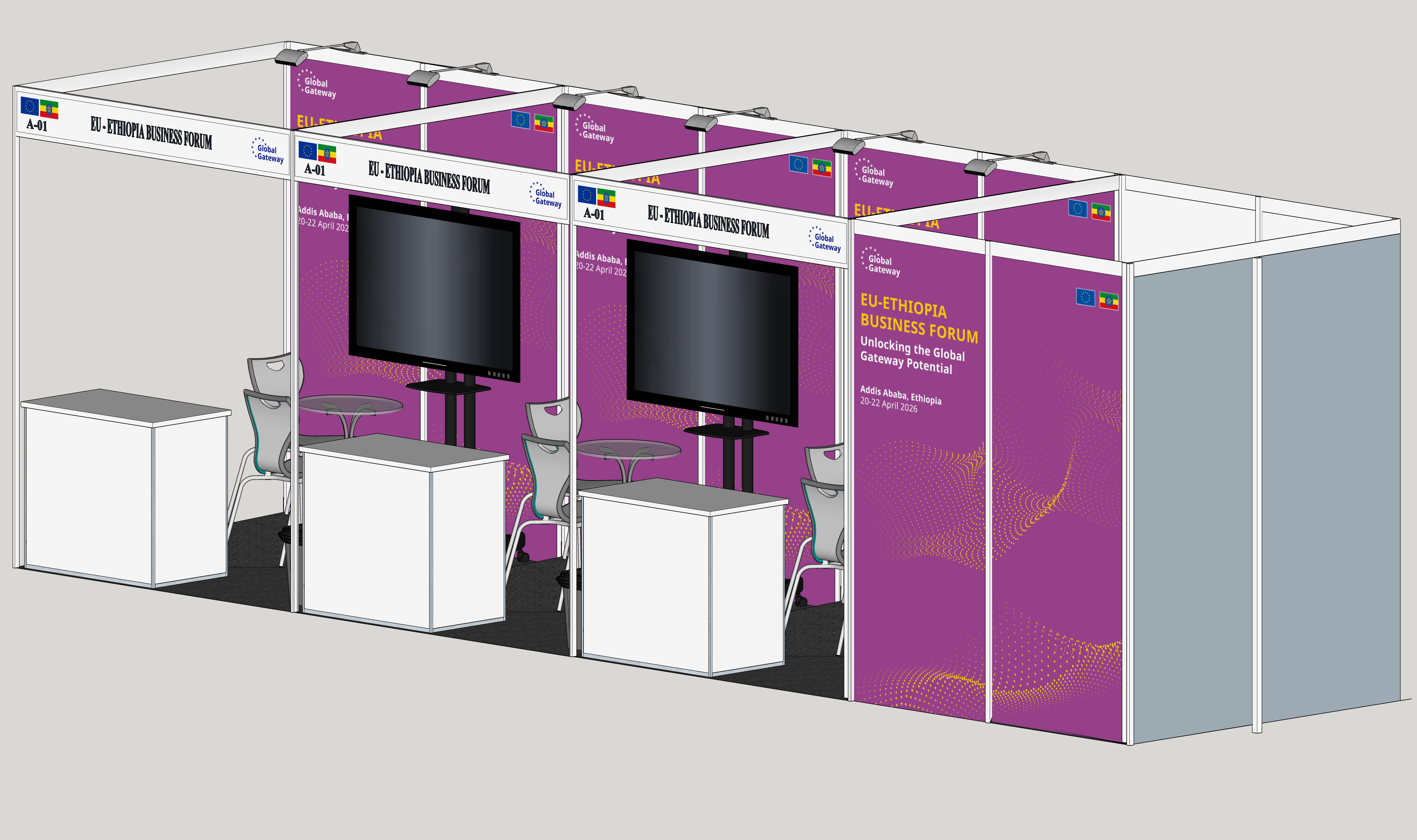 Shell-scheme booth design for the EU–Ethiopia Business Forum