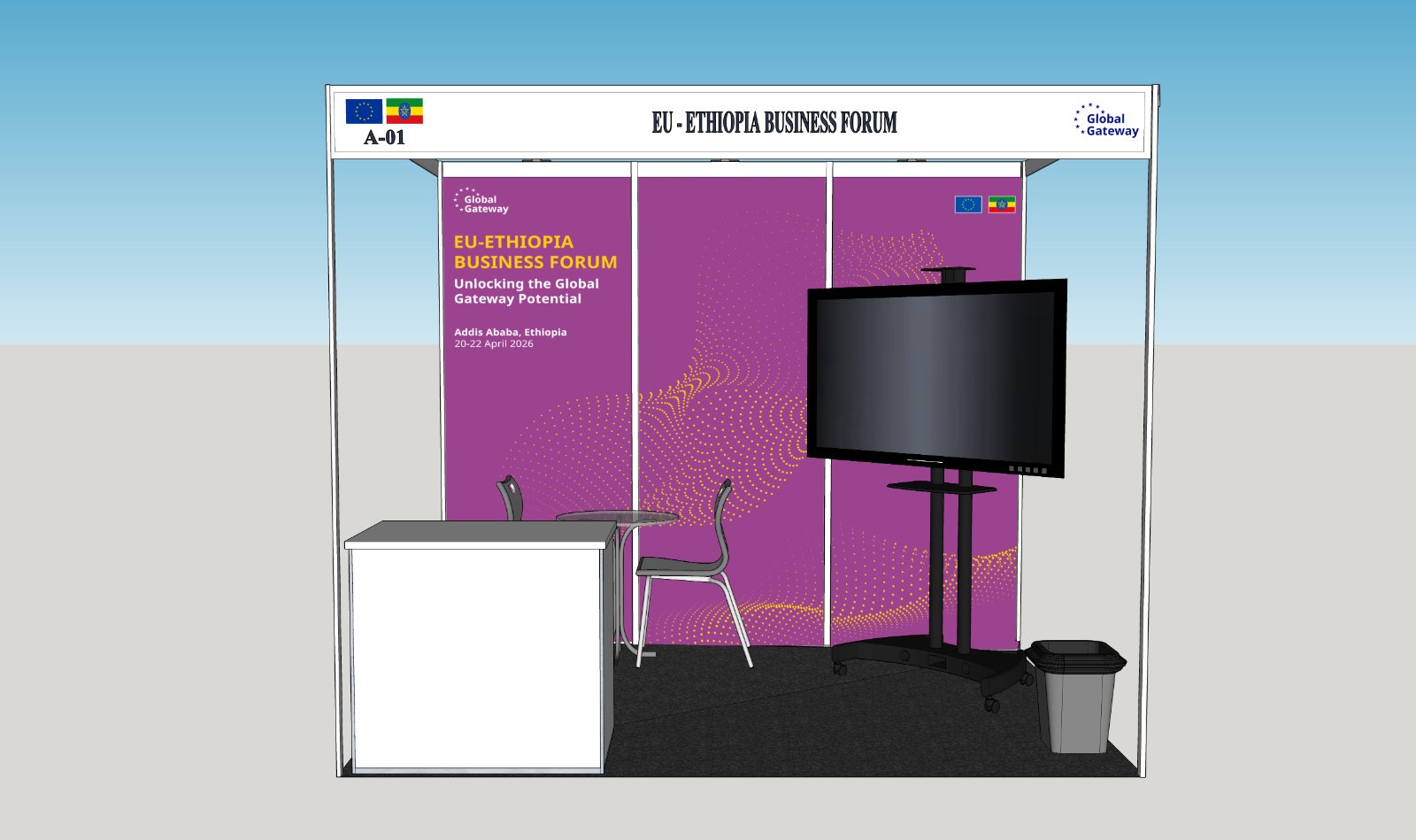 3×2m exhibition booth, front elevation