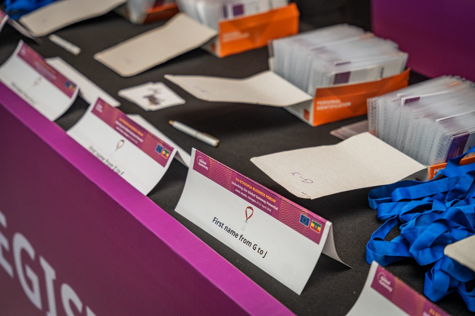 Badges, lanyards and delegate packs before doors
