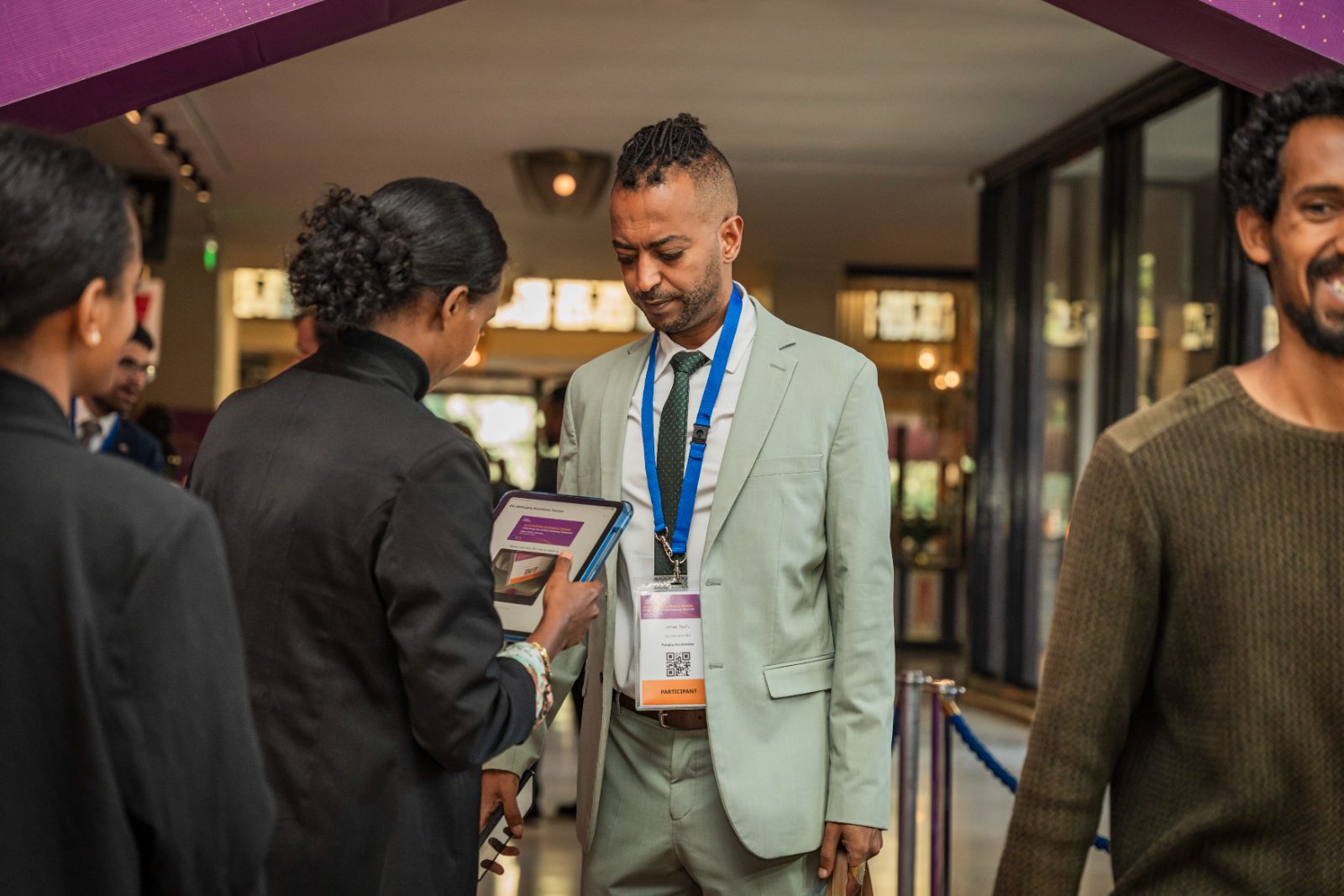 A delegate checking the day’s programme