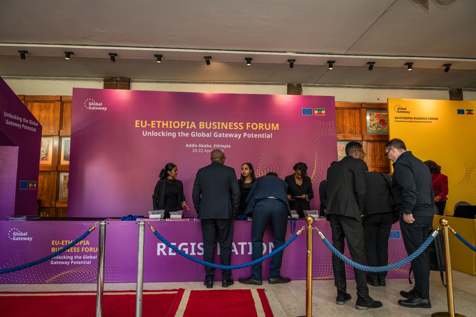 Registration desks at the EU–Ethiopia Business Forum