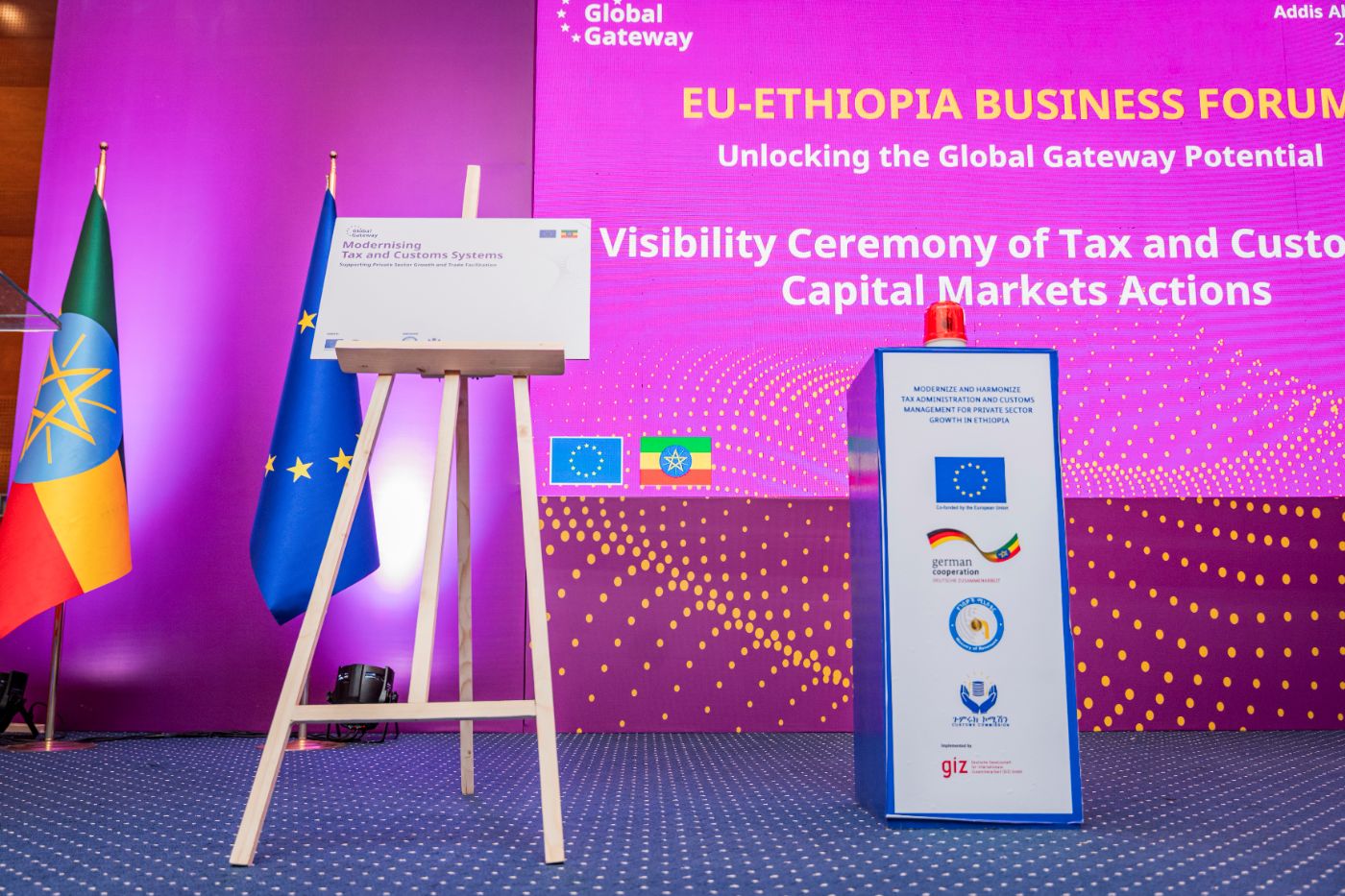 Ceremony easel set for the tax and customs actions
