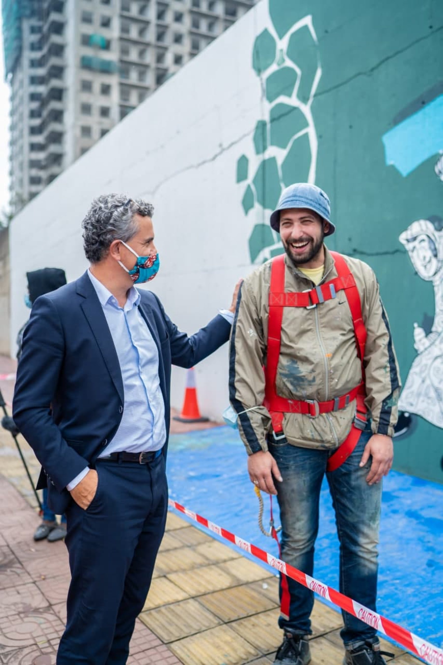 Artist and coordinator on site