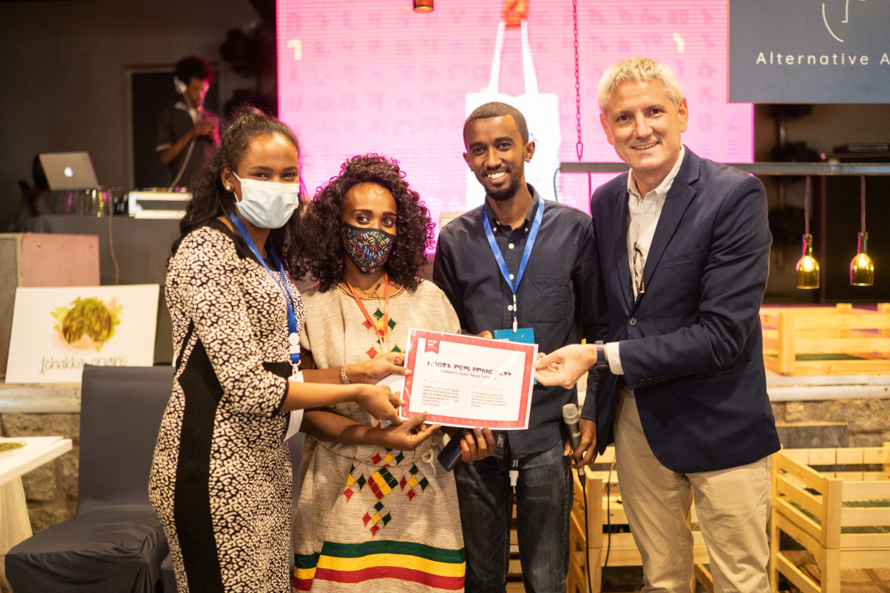 Certificate presentation to a winning enterprise